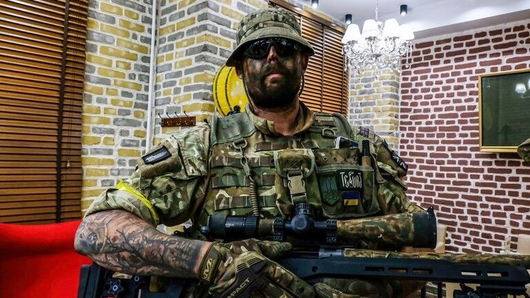 FILE PHOTO: A British sniper who joined Ukraine's special forces.