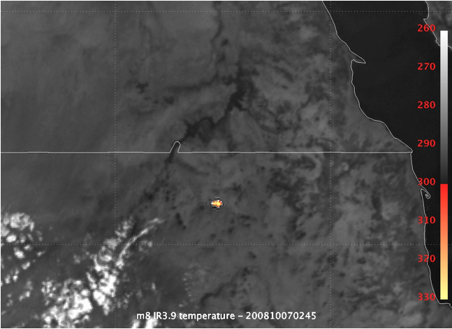 infrared image of the 2008 TC3 explosion
