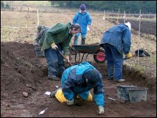 Archaeologists at Biggar in Scotland