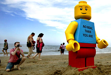 lego man. Giant Lego Man rescued from