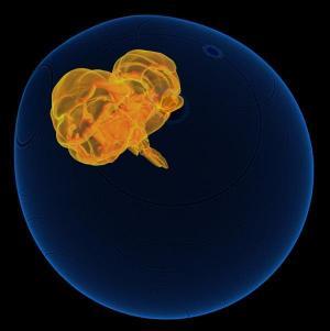 snapshot of a three-dimensional simulation of a Type Ia supernova