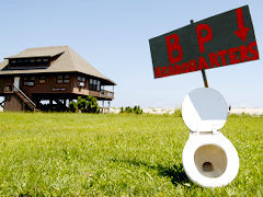 Click to enlarge A sign expressing hatred towards BP stands on the side of Highway 1 in Grand Isle.