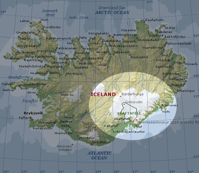 iceland volcanoes map. Volcano Area - Iceland.