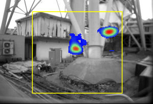 Click to enlarge gamma camera image of an area around the main exhaust stuck of Unit 1 and 2