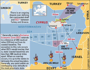 Chipre mapa de perforación de gas