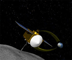 Artist's drawing of the OSIRIS-REx spacecraft. 