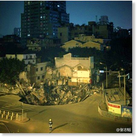 Large Sinkhole on Enormous Sinkhole Swallows Buildings In Guangzhou  China    Earth