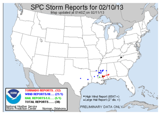 Click to enlarge Map of Storm