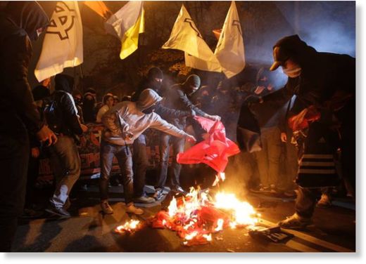 ukraine flag burning