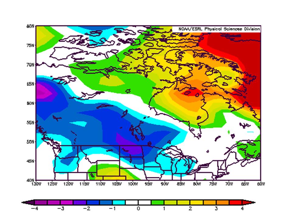Canada Dec)8 Mar09 temperature anomaly