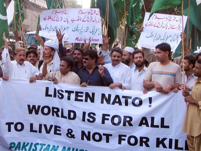 anti-NATO banner