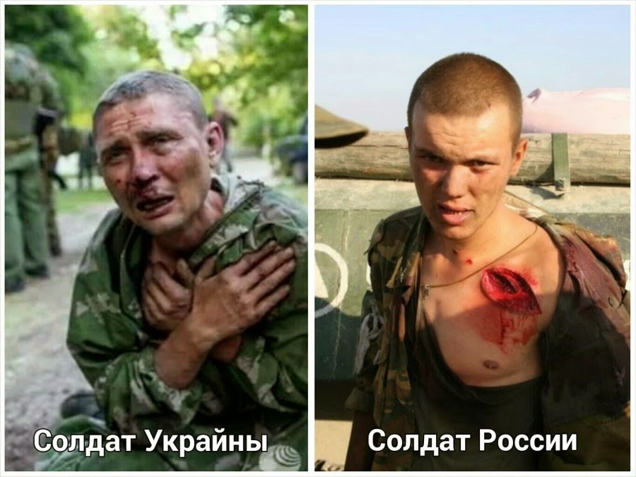 Ukrainian soldier - Russian soldier