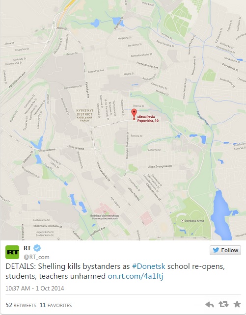 donetsk school bombing map