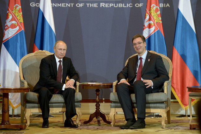 Vladimir Putin and Serbian PM Alexander Vucic