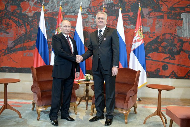 Vladimir Putin with Tomislav Nikolic, Belgrade October 16, 2014