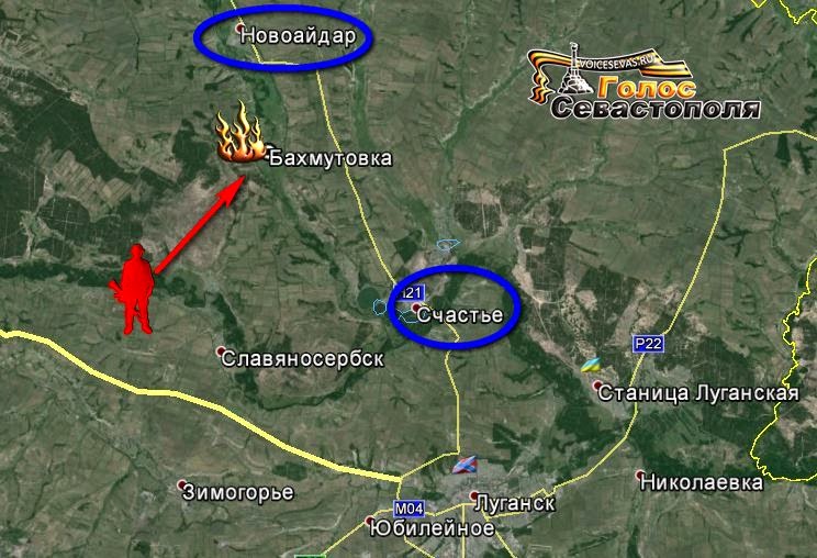Map of Blockpost 31 north of Lugansk 