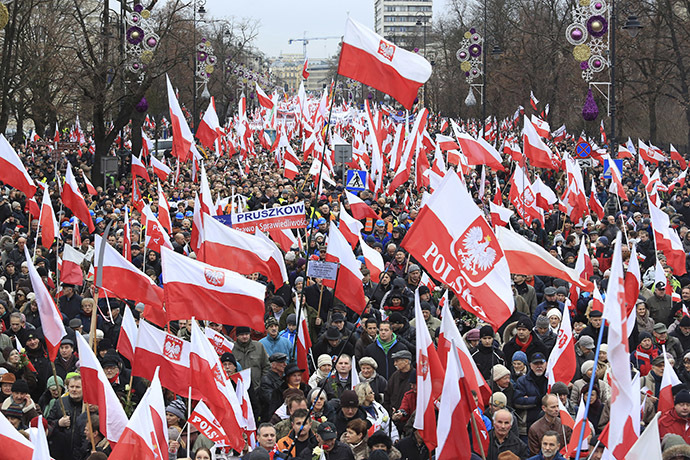 Polish protests flags