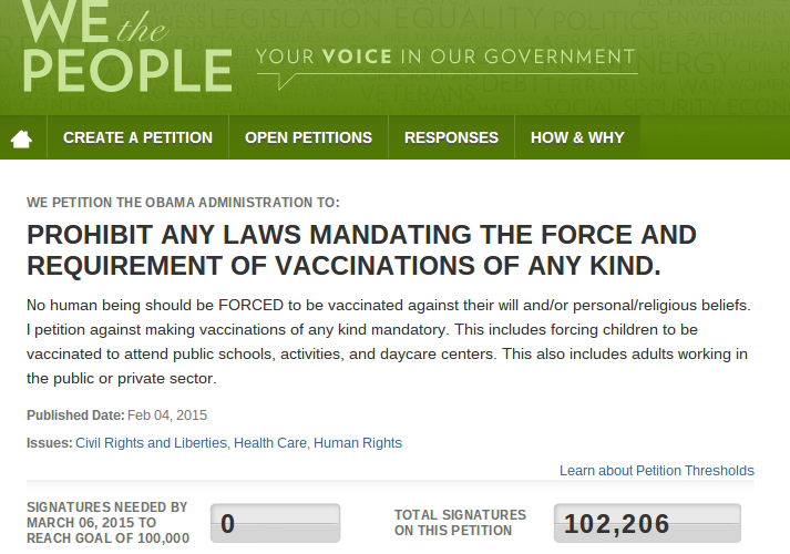 vaccine petition