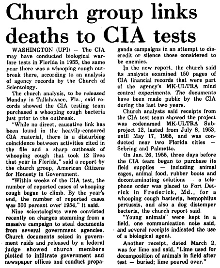 UPI article scientology CIA