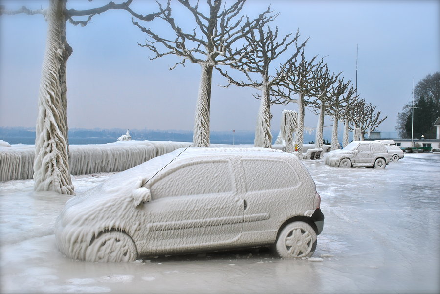 frozen parking lot