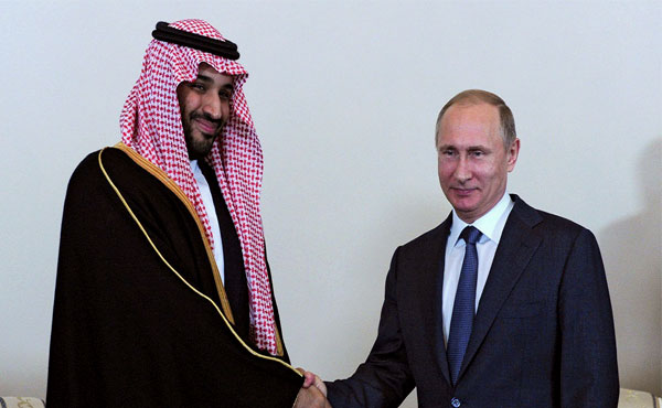 Saudi Deputy Crown Prince and Defense Minister Mohammed bin Salman and Putin