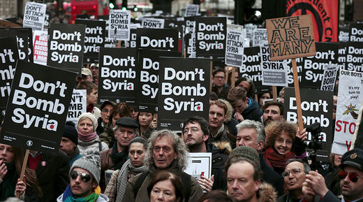 prtoests UK syrian airstrikes