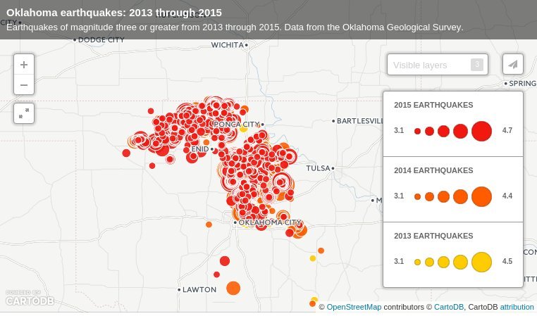 Oklahoma earthquakes: 2013 through 2015