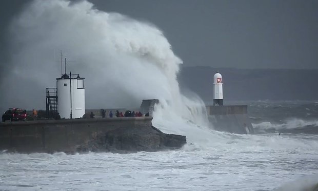 Waves caused by Storm Frank hit Porthcawl in South Wales