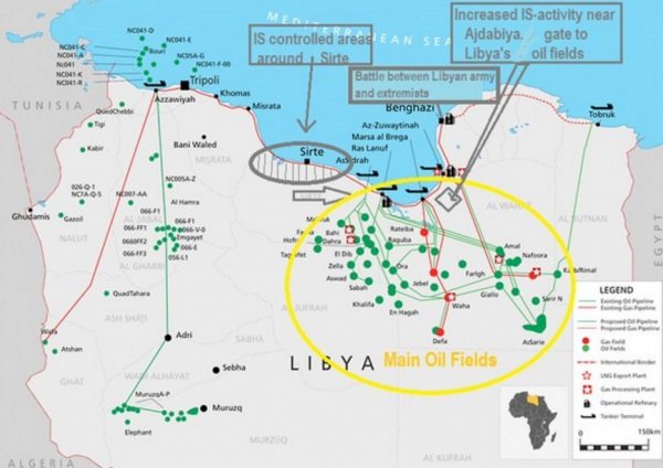 Map of Libya's oil fields