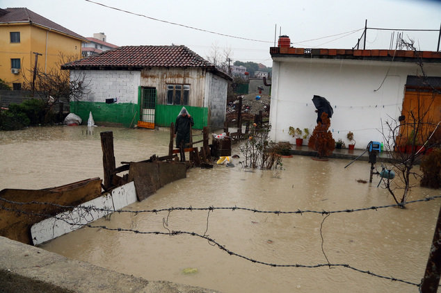 Flooded houses are seen in the Albanian capital Tirana 