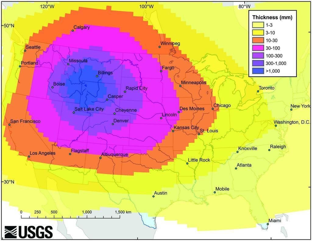 Click to enlarge yellowstone supervolcano ashfall
