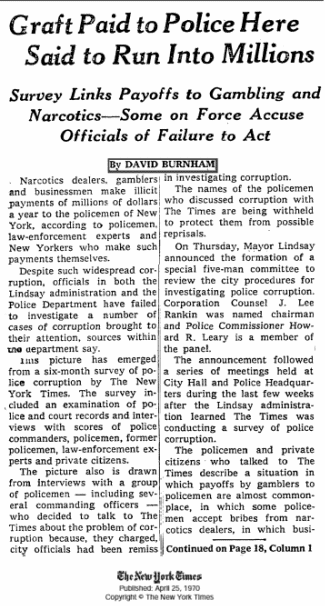 Excerpt from The New York Times front page, April 25, 1970
