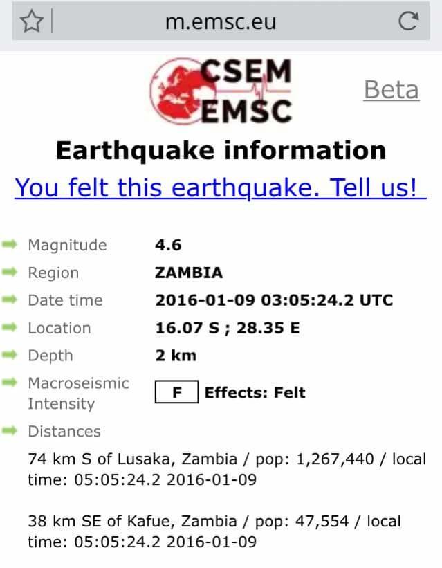 Earthquake information