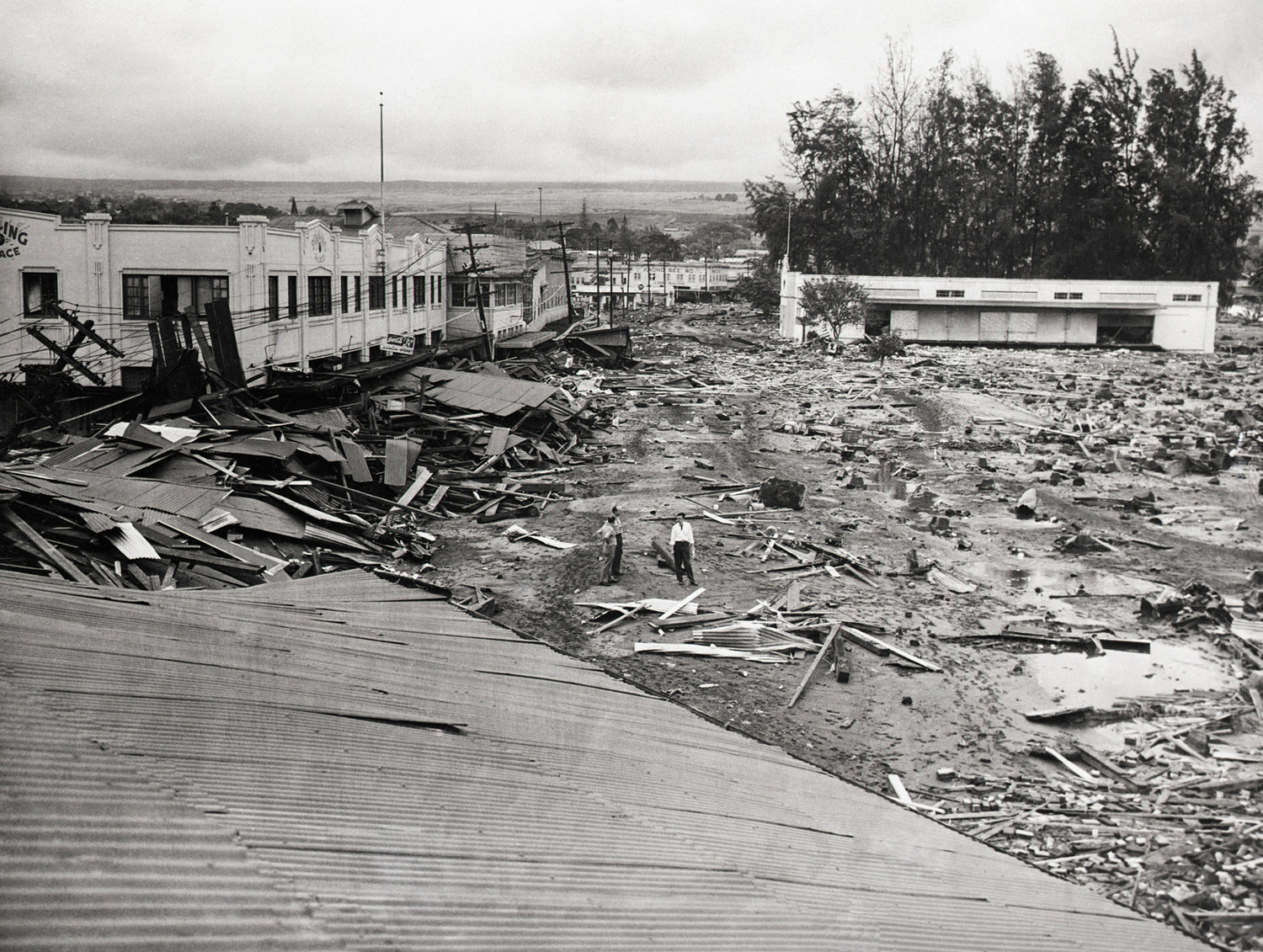 Part of the main street in Hilo, Hawaii, was flattened by a tsunami in April 1946. That big wave was triggered by a quake near the Aleutian Islands, where the edges of two tectonic plates continue to collide.