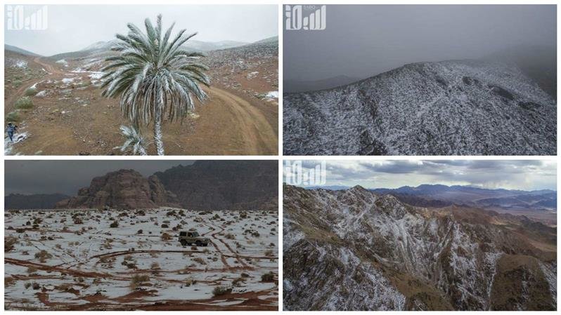Click to enlarge Video published on Arabic daily Sabq shows snowflakes