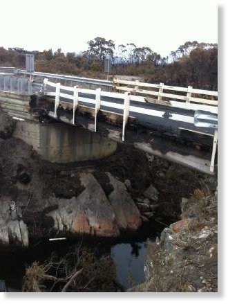 Only road access to Temma cut off by bushfire damage to bridge