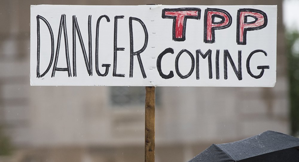 Anti-TPP protester sign