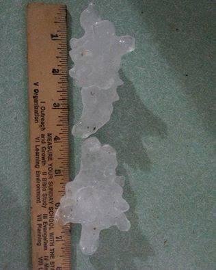 Large hail fell in Pembroke, NC