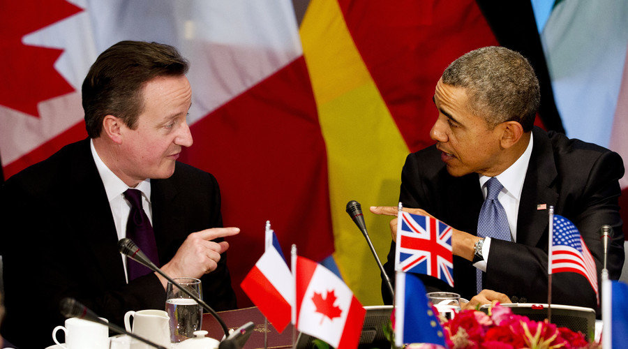 Britain's Prime Minister David Cameron and U.S. President Barack Obama