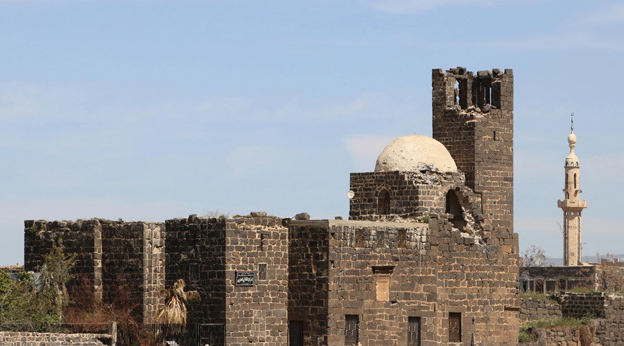 Click to enlarge damaged mosque Bosra al-Sham syria