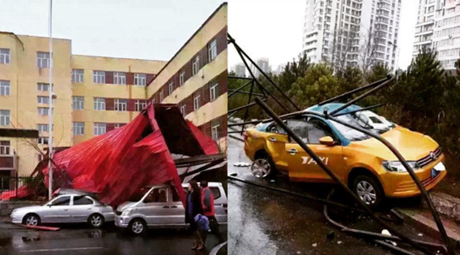 strong winds in Harbin, China