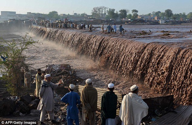 The weekend's heavy rains turned the streets on the outskirts of Peshawar in northern Pakistan into rivers 