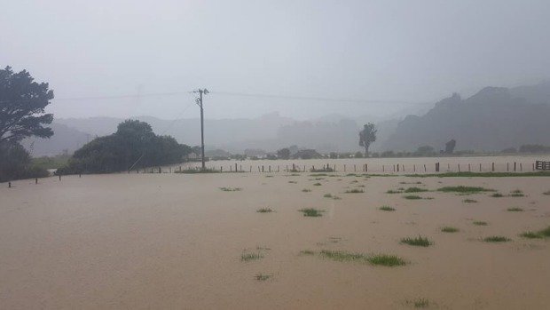 Flooding in Colville, in the Coromandel, on Sunday.