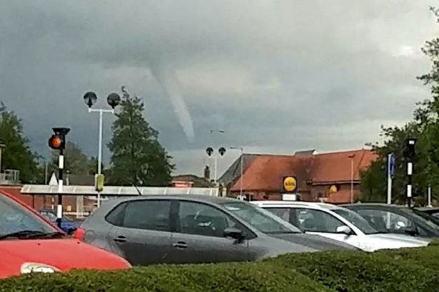 The small funnel cloud was spotted in Spalding, Lincolnshire 