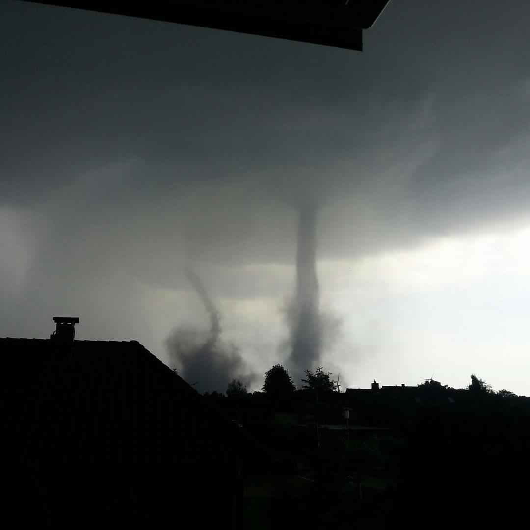 rare twin tornadoes hit Germany
