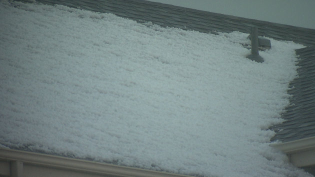 Hailstones on roof