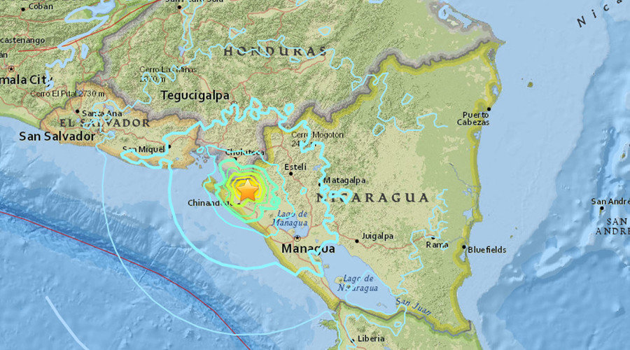 Nicaragua quake map