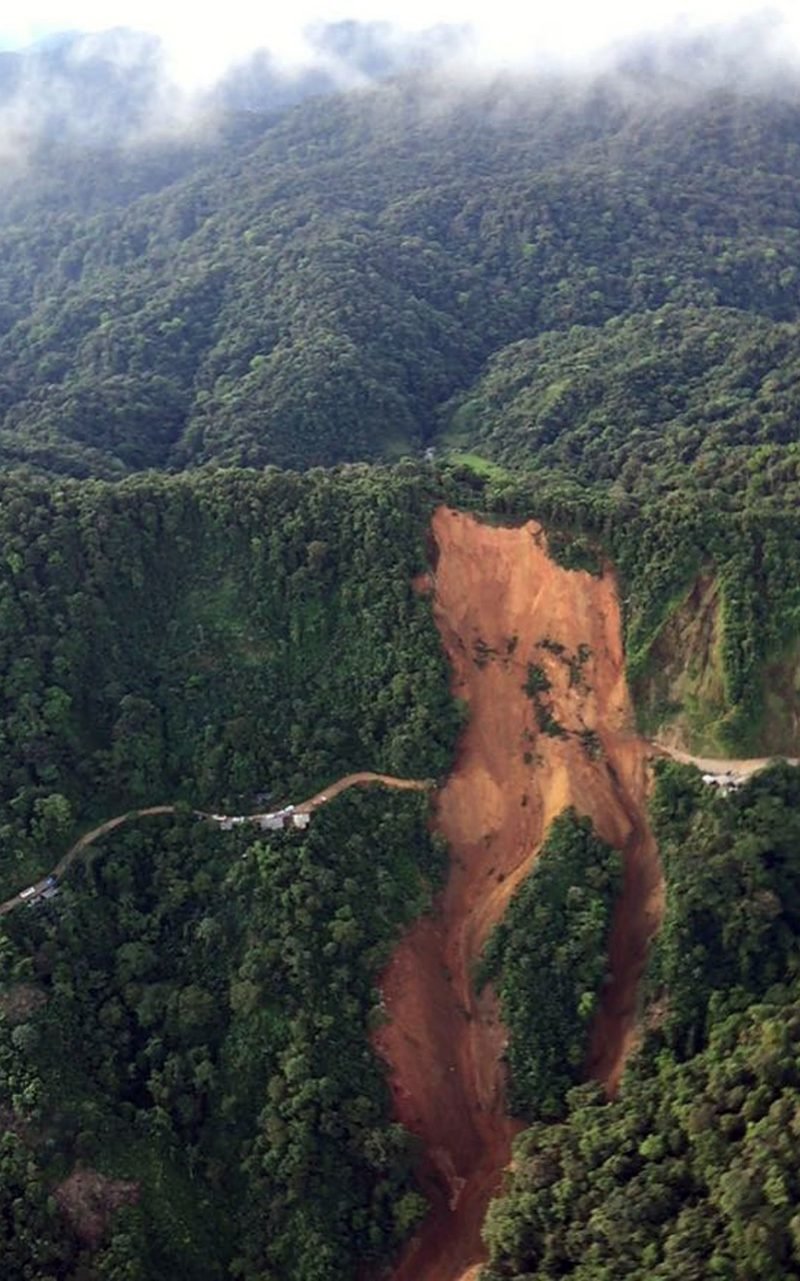 A general view of a landslide in the sector El 20 of the rural area of Quibdo, department of Choco, Colombia