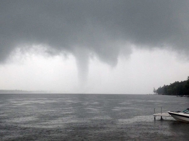 Jordan Trudell took this photograph of Friday afternoon's waterspout on Buckhorn Lake.