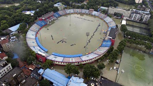 flooded chinese stadium